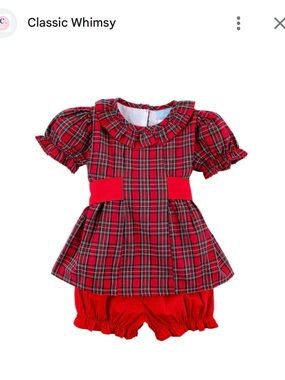 Classic Whimsy Red Plaid Girls Matching Set